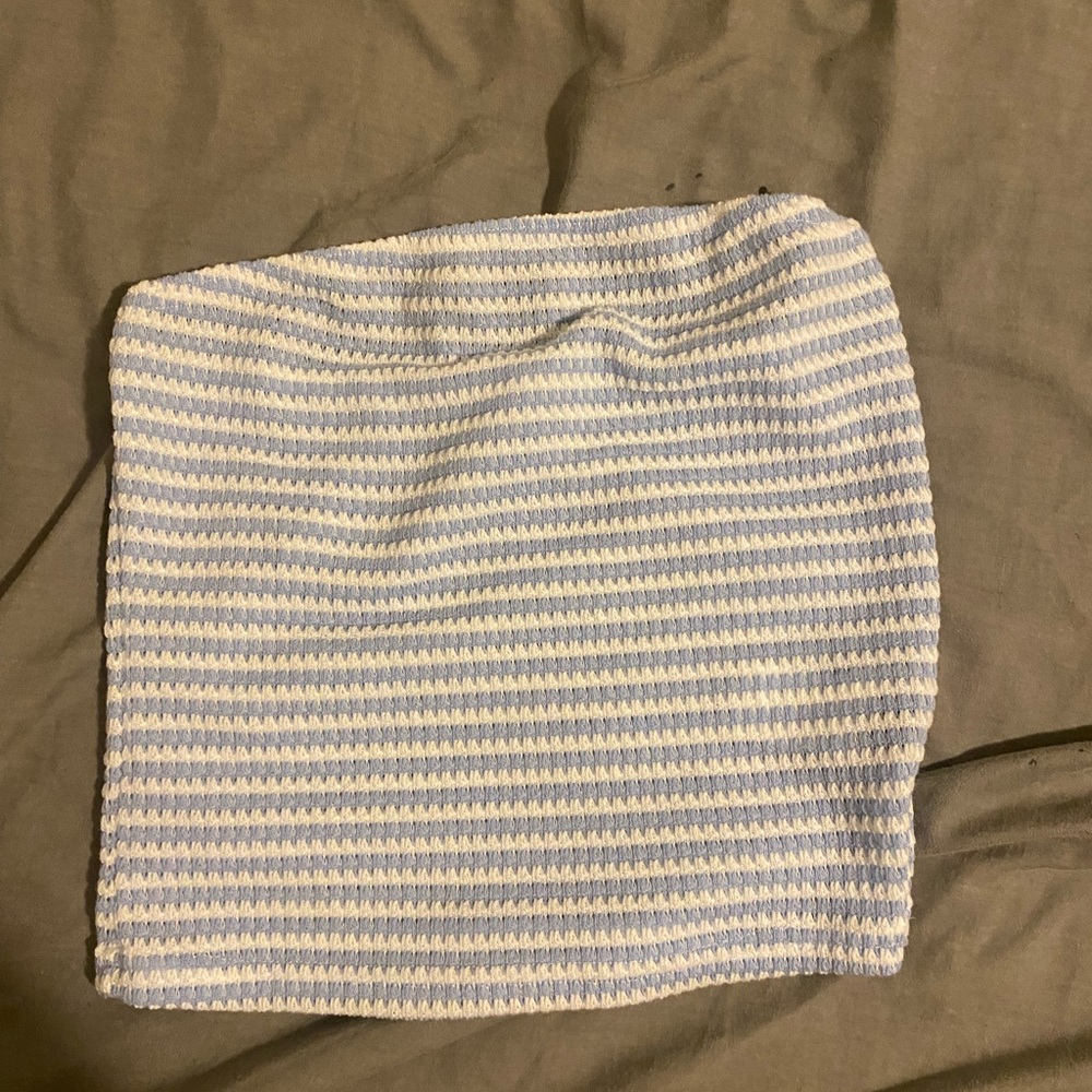 Striped Blue and White Knit Tube Top | Never Worn